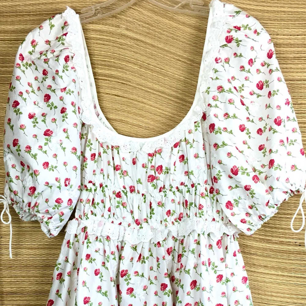 FOR LOVE & LEMONS NWT JACKSON COTTON EMBROIDERED MINI DRESS IN FLORAL PRINT S - Picture 9 of 16